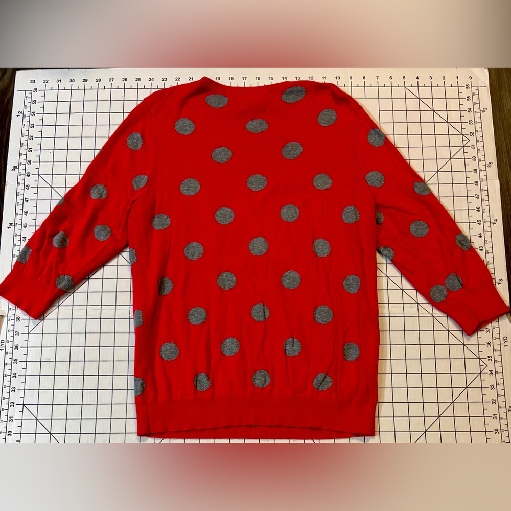 Banana Republic Women’s Size Large Red/Grey Polka Dot Sweater - Picture 5 of 5